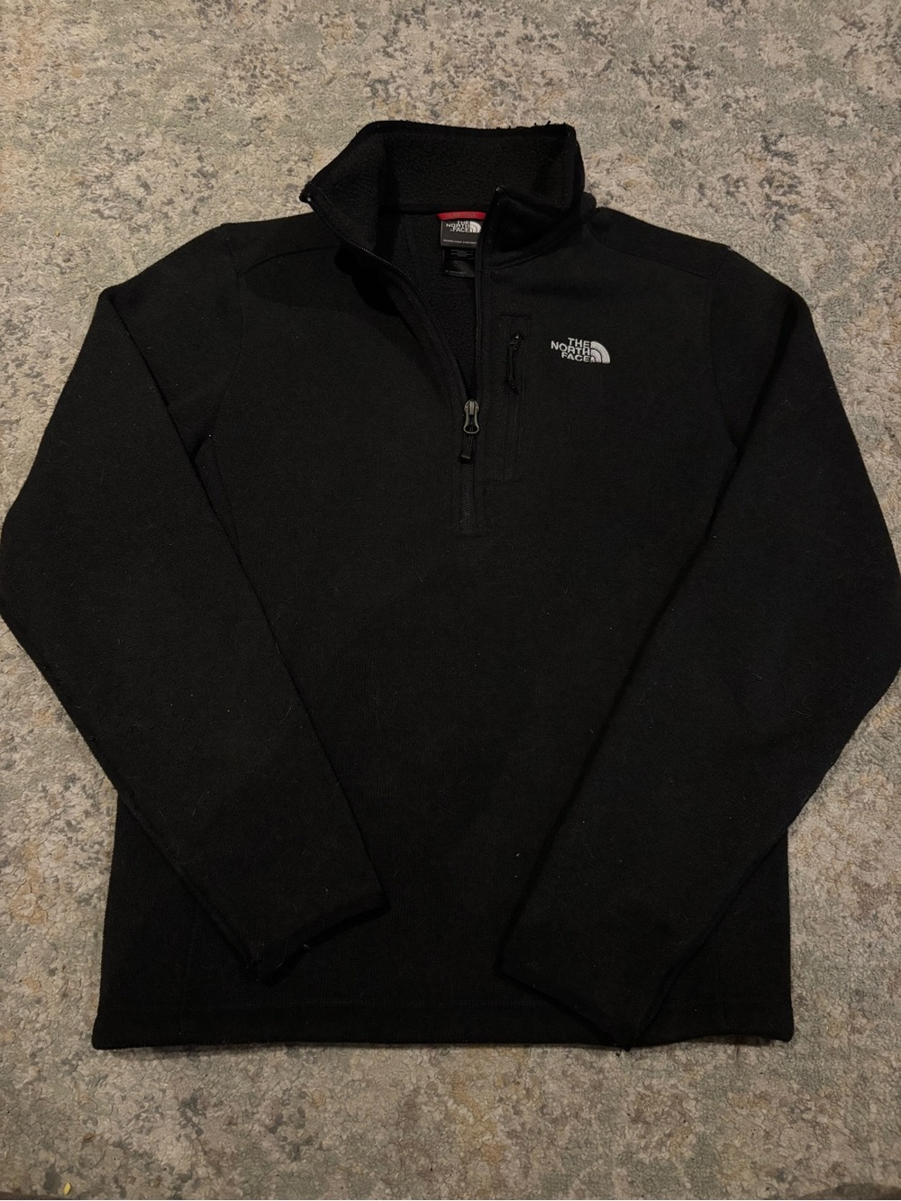 The North Face Black Fleece Half-Zip Pullover with Red Tag
